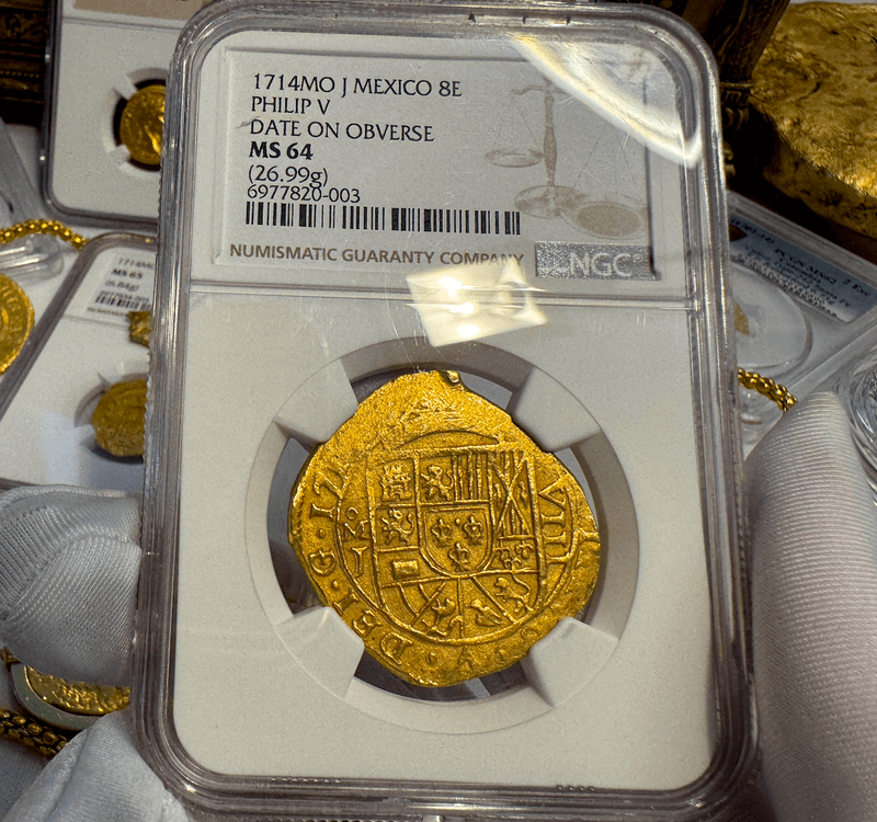 Mexico 8 Escudos 1714 "1715 Fleet Shipwreck" NGC 64 2