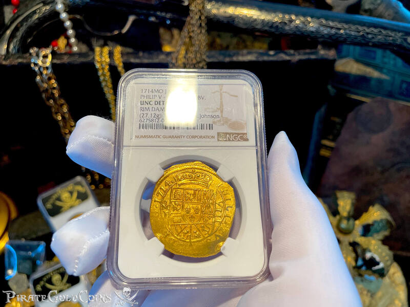 Mexico 8 Escudos 1714 "1715 Fleet Shipwreck" NGC UNC Dets 6