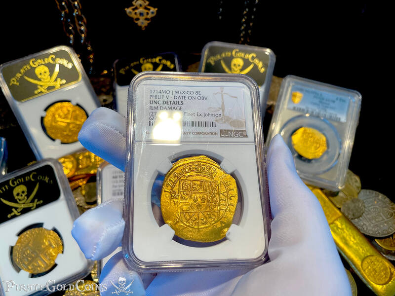 Mexico 8 Escudos 1714 "1715 Fleet Shipwreck" NGC UNC Dets 9