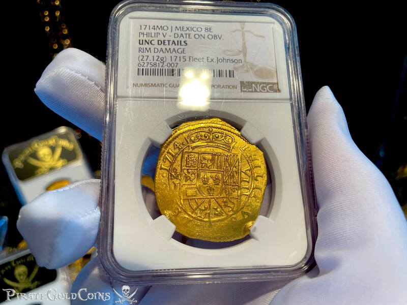 Mexico 8 Escudos 1714 "1715 Fleet Shipwreck" NGC UNC Dets 11