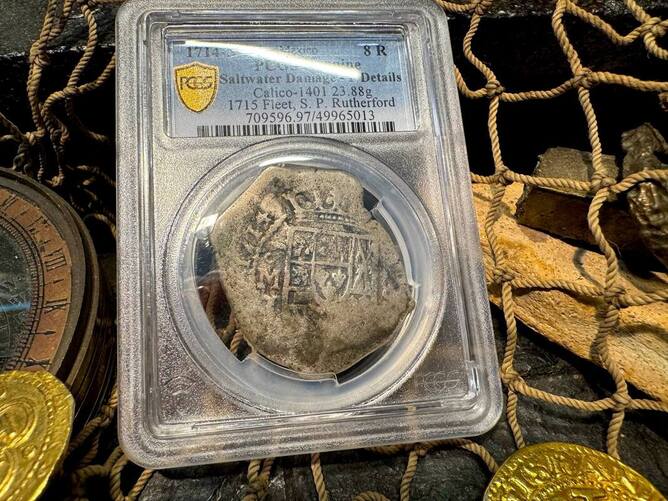 Mexico 8 Reales 1714 "1715 Fleet Shipwreck" PCGS F