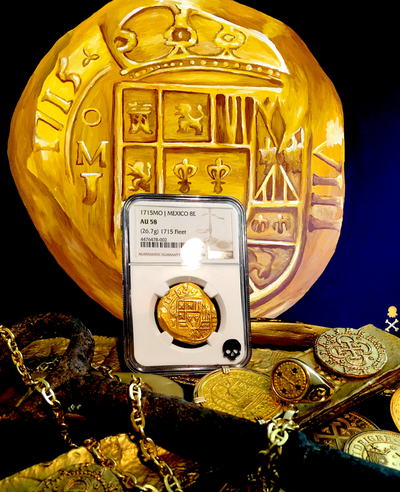Mexico  8 Escudos  1715  "Full 4 Digit Date of the Fleet"  NGC 58 27