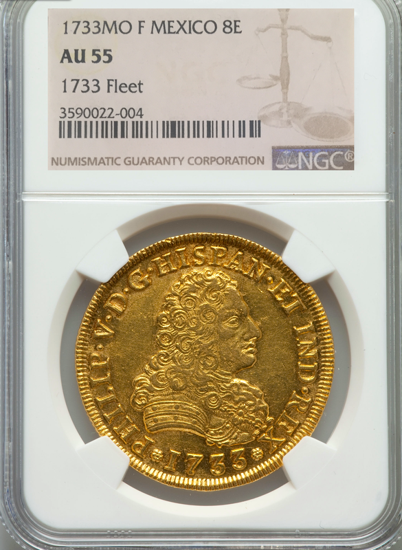 Mexico 8 Escudos 1733 NGC 55