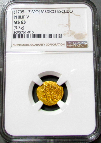 Mexico  1 Escudo  1705-13  "1715 Plate Fleet Shipwreck" NGC 63 6