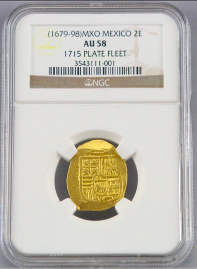 Mexico 2 Escudos 1679-98 "Jeweled Cross" NGC 58 Pirate Gold Coins Treasure 3