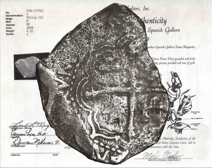 Mexico 4 Reales ND "Santa Margarita 1622 Shipwreck" RAW