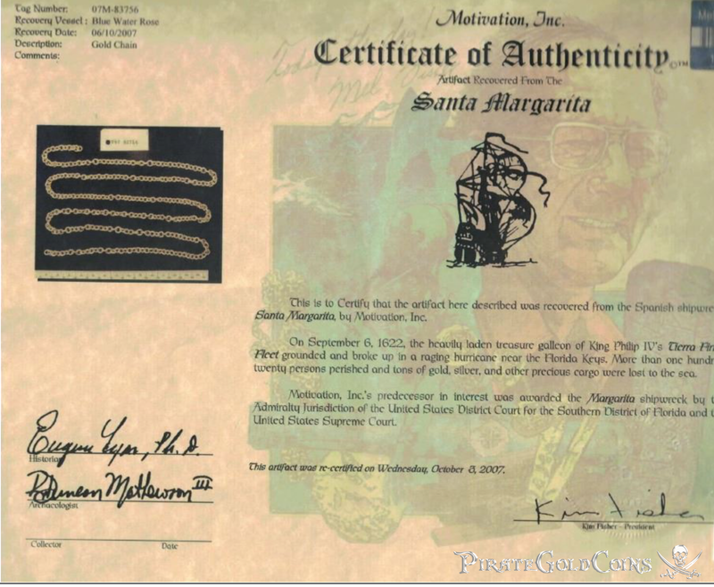 Gold Money Chain  37+ Inches! from the Santa Margarita 1622 Shipwreck! 5