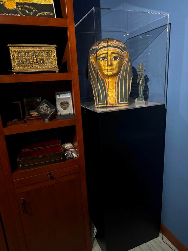 Egyptian Gilt Cartonnage Mummy Mask 1st Century BC 13