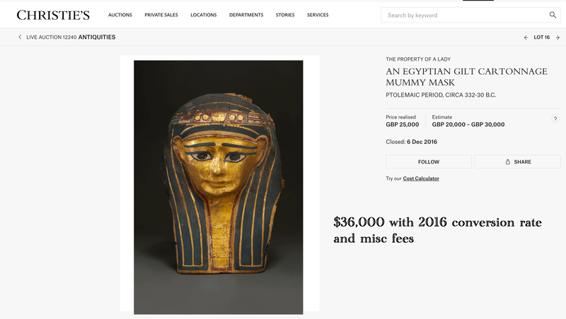 Egyptian Gilt Cartonnage Mummy Mask 1st Century BC 15