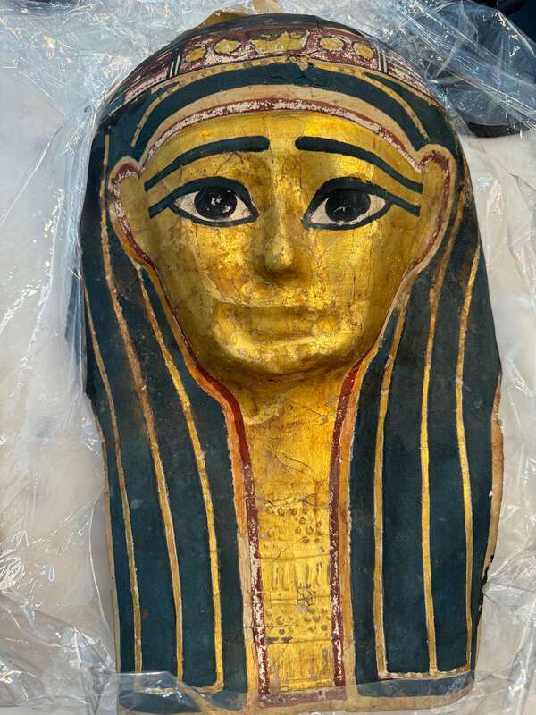 Egyptian Gilt Cartonnage Mummy Mask 1st Century BC 17