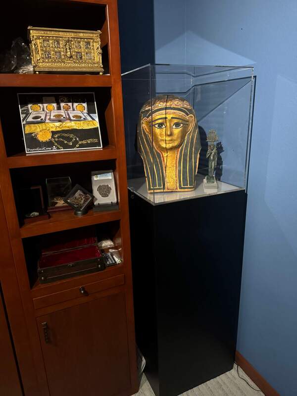 Egyptian Gilt Cartonnage Mummy Mask 1st Century BC 9