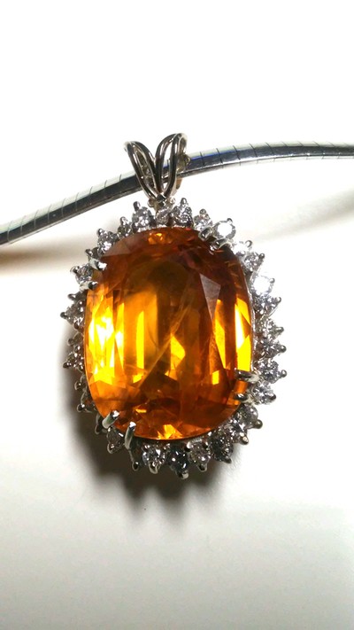 Orange Sapphire 28ct Oval Ring w/ Diamonds GIA Pirate Gold Coins Jewelry 4