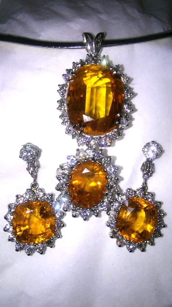 Orange Sapphire 28ct Oval Ring w/ Diamonds GIA Pirate Gold Coins Jewelry