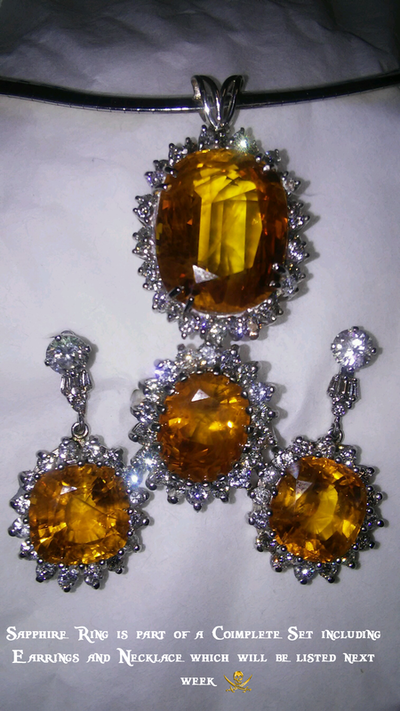 Orange Sapphire 21ct Oval Earring w/ Diamonds GIA Pirate Gold Coins Jewelry 3