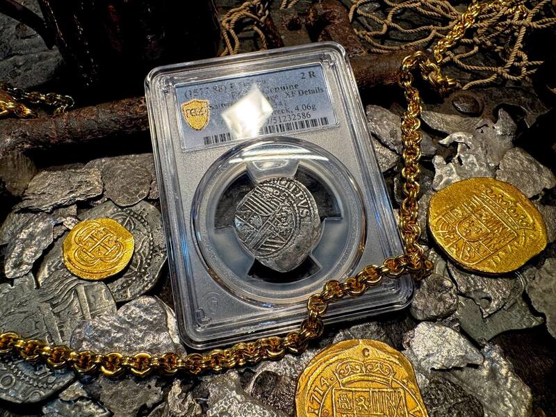 Peru 2 Reales 1577-88 "Atocha 1622 Shipwreck" PCGS XF 23