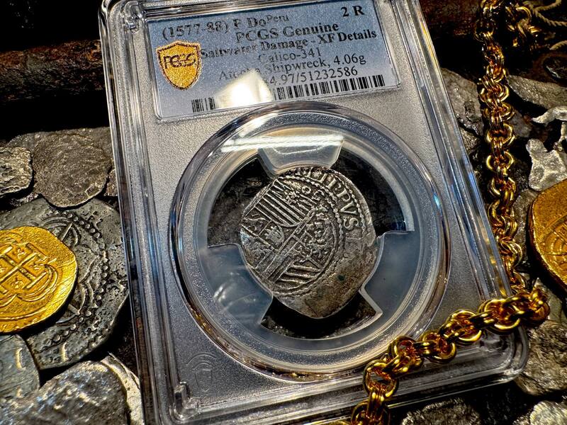 Peru 2 Reales 1577-88 "Atocha 1622 Shipwreck" PCGS XF 22