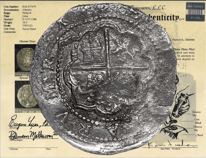 Peru 4 Reales 1577-88 "Atocha 1622 Shipwreck" PCGS XF
