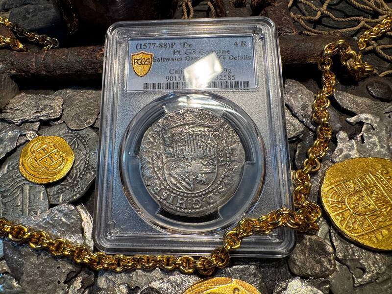 Peru 4 Reales 1577-88 "Atocha 1622 Shipwreck" PCGS XF 19