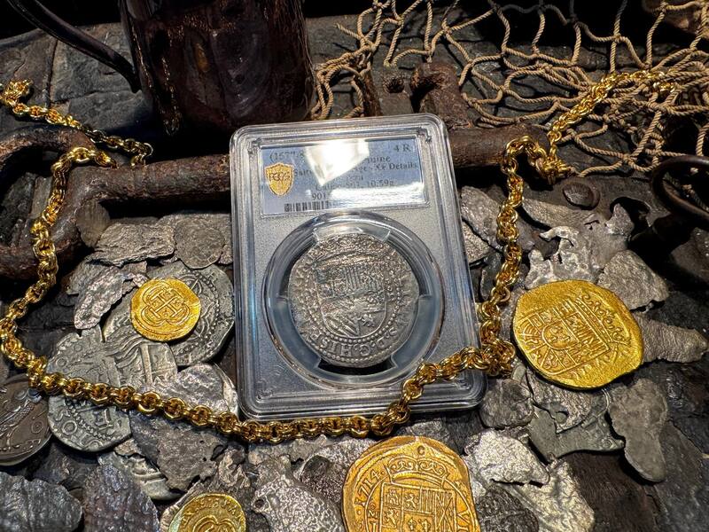 Peru 4 Reales 1577-88 "Atocha 1622 Shipwreck" PCGS XF 21
