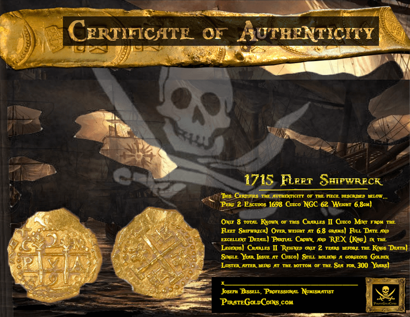 Peru 2 Escudos 1698 "1715 Plate Fleet Shipwreck" NGC 62 2