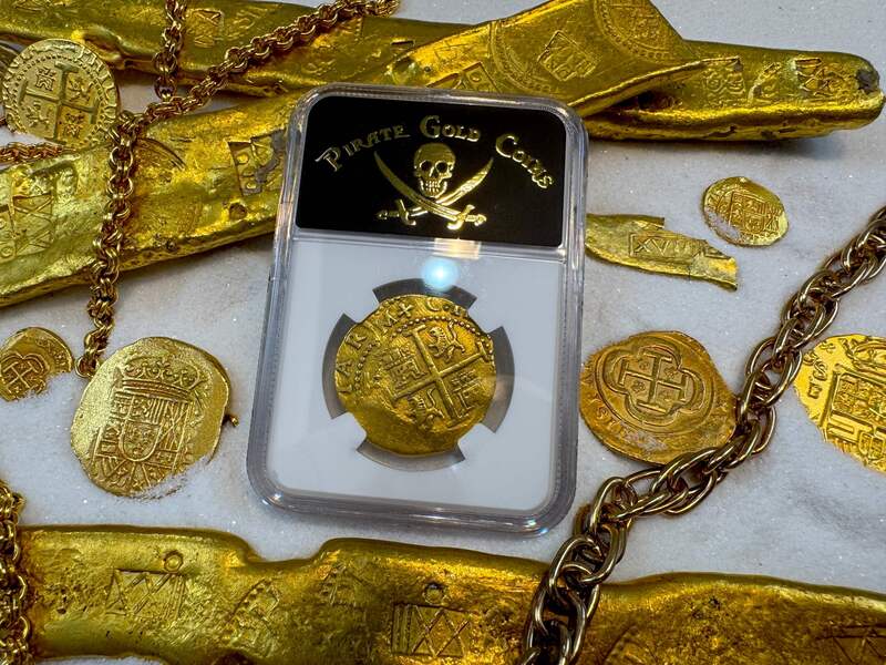 Peru 8 Escudos 1698 "1715 Fleet Shipwreck" NGC 58 16