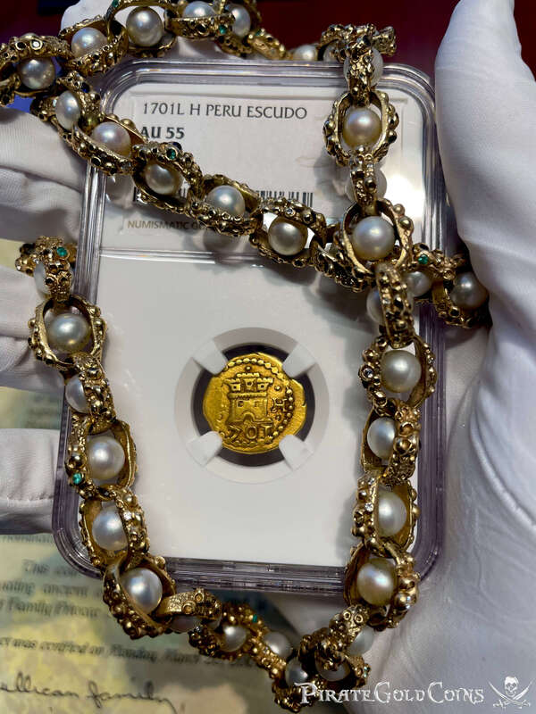 Peru 1 Escudo 1701 "Only 1 Known!  1715 Fleet Shipwreck" NGC 55 2
