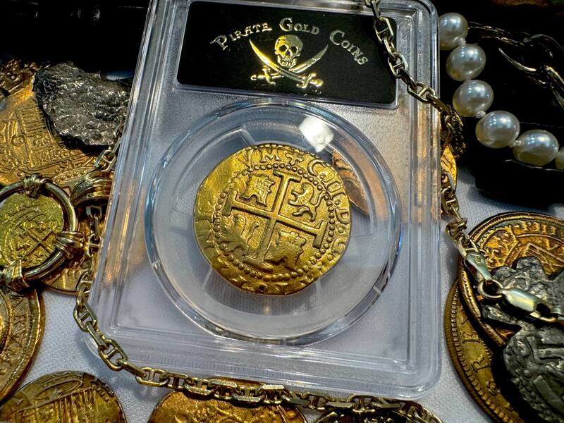 Peru 8 Escudos 1701 "Charles II - 1715 Fleet Shipwreck" PCGS UNC 7