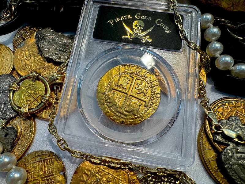 Peru 8 Escudos 1701 "Charles II - 1715 Fleet Shipwreck" PCGS UNC 9