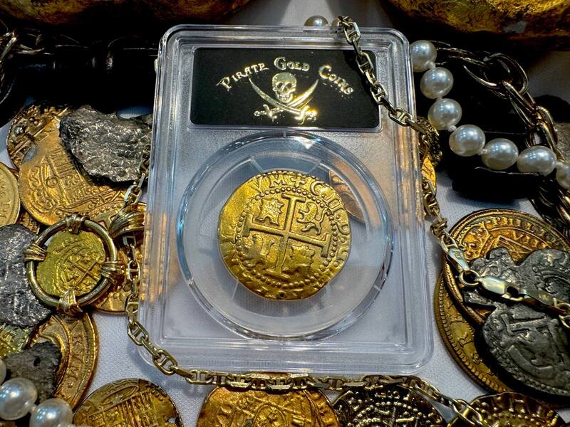 Peru 8 Escudos 1701 "Charles II - 1715 Fleet Shipwreck" PCGS UNC 10