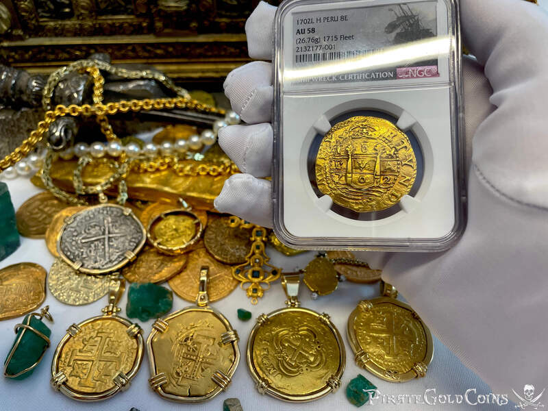Peru 8 Escudos 1702 "1715 Fleet Shipwreck" NGC 58 11