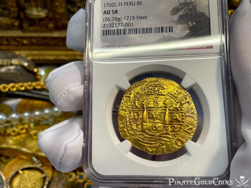 Peru 8 Escudos 1702 "1715 Fleet Shipwreck" NGC 58 5