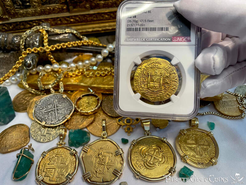 Peru 8 Escudos 1702 "1715 Fleet Shipwreck" NGC 58 13