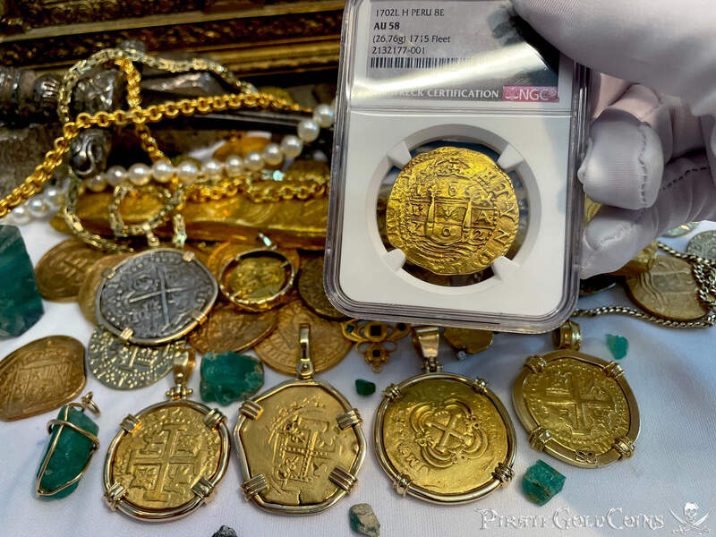 Peru 8 Escudos 1702 "1715 Fleet Shipwreck" NGC 58 14