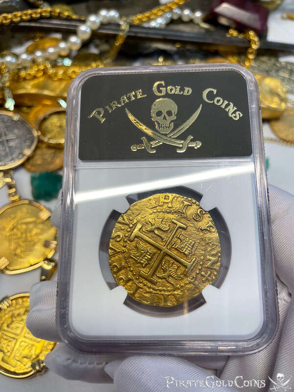 Peru 8 Escudos 1702 "1715 Fleet Shipwreck" NGC 58 27