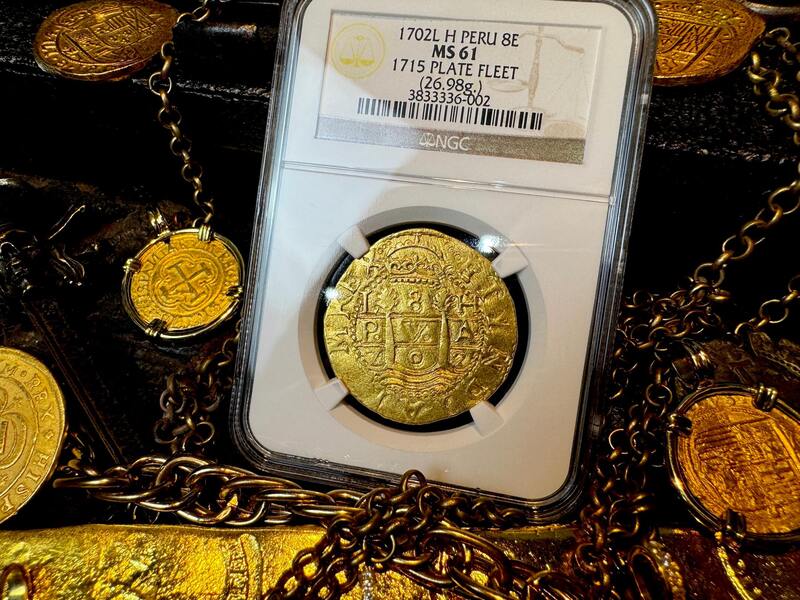 Peru 8 Escudos 1702 "1 of 2 found by Bob Johnson" NGC 61 30