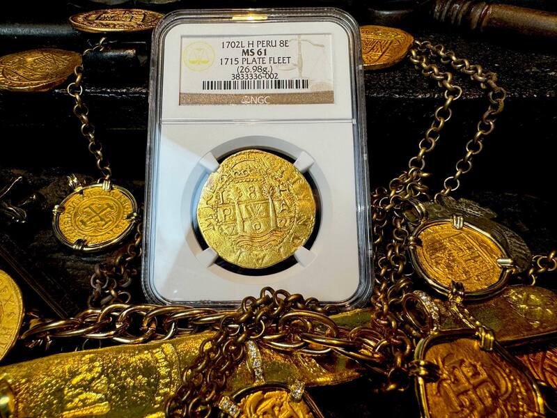 Peru 8 Escudos 1702 "1 of 2 found by Bob Johnson" NGC 61 32