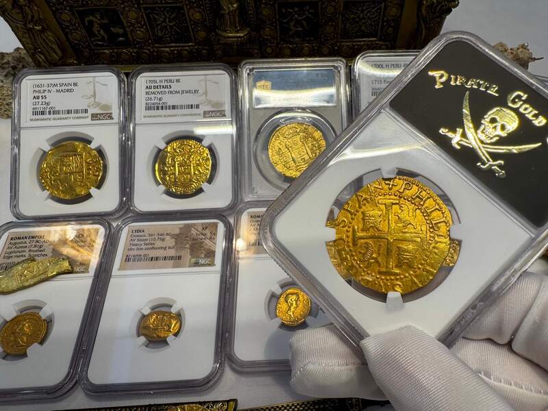 Peru 8 Escudos 1702 "from 1715 Fleet Shipwreck" NGC 64!! 39