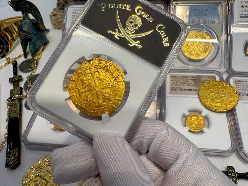 Peru 8 Escudos 1702 "from 1715 Fleet Shipwreck" NGC 64!! 28
