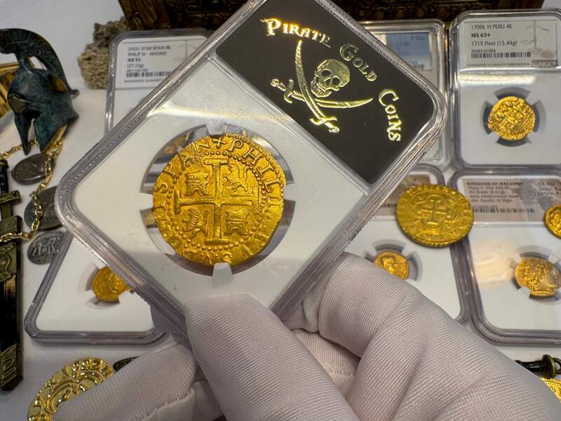 Peru 8 Escudos 1702 "from 1715 Fleet Shipwreck" NGC 64!! 54