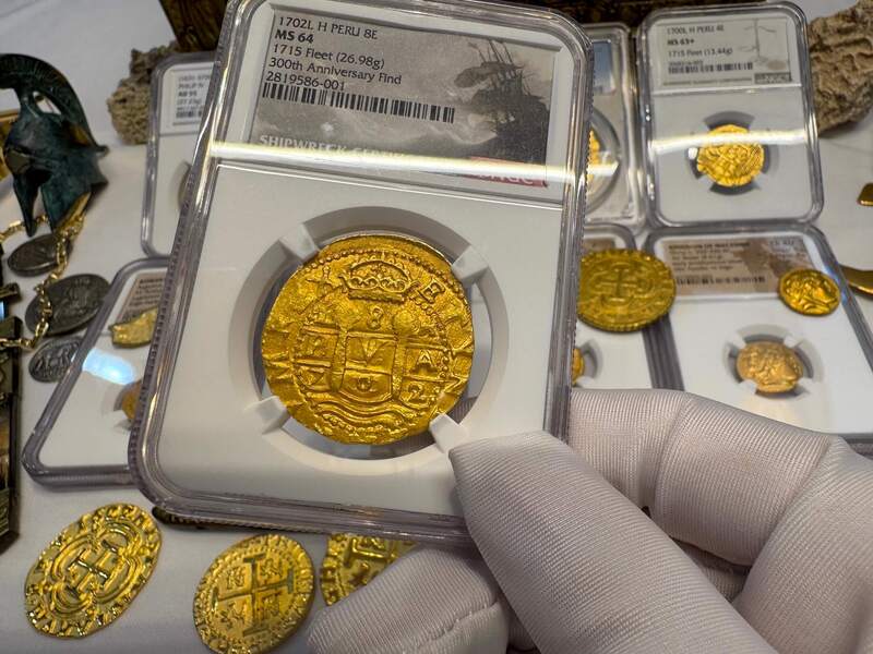 Peru 8 Escudos 1702 "from 1715 Fleet Shipwreck" NGC 64!! 5