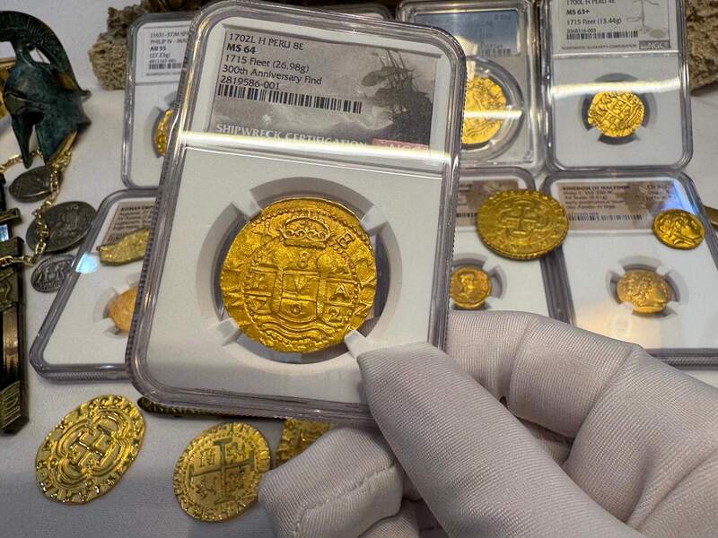 Peru 8 Escudos 1702 "from 1715 Fleet Shipwreck" NGC 64!! 20