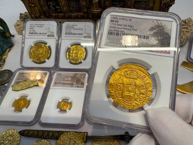 Peru 8 Escudos 1702 "from 1715 Fleet Shipwreck" NGC 64!! 62
