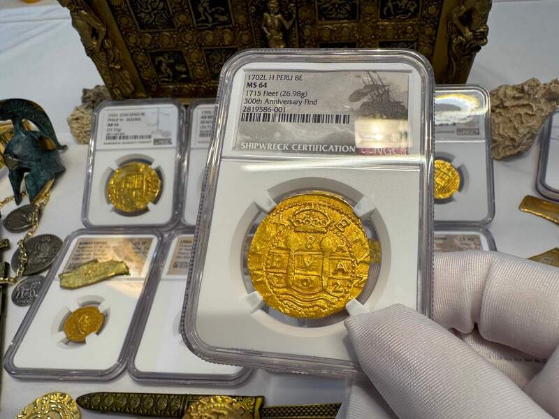 Peru 8 Escudos 1702 "from 1715 Fleet Shipwreck" NGC 64!! 65
