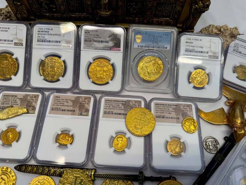 Peru 8 Escudos 1702 "from 1715 Fleet Shipwreck" NGC 64!! 9