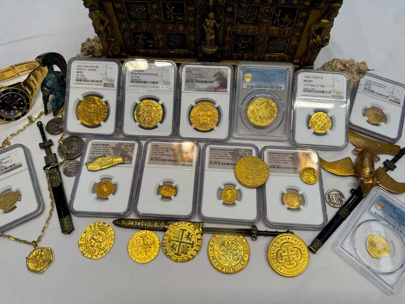 Peru 8 Escudos 1702 "from 1715 Fleet Shipwreck" NGC 64!! 35