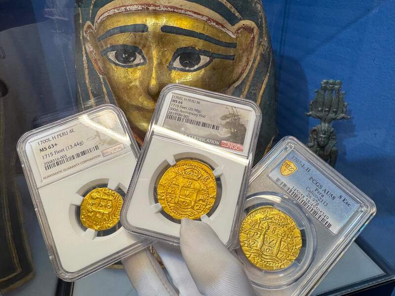 Peru 8 Escudos 1702 "from 1715 Fleet Shipwreck" NGC 64!! 52