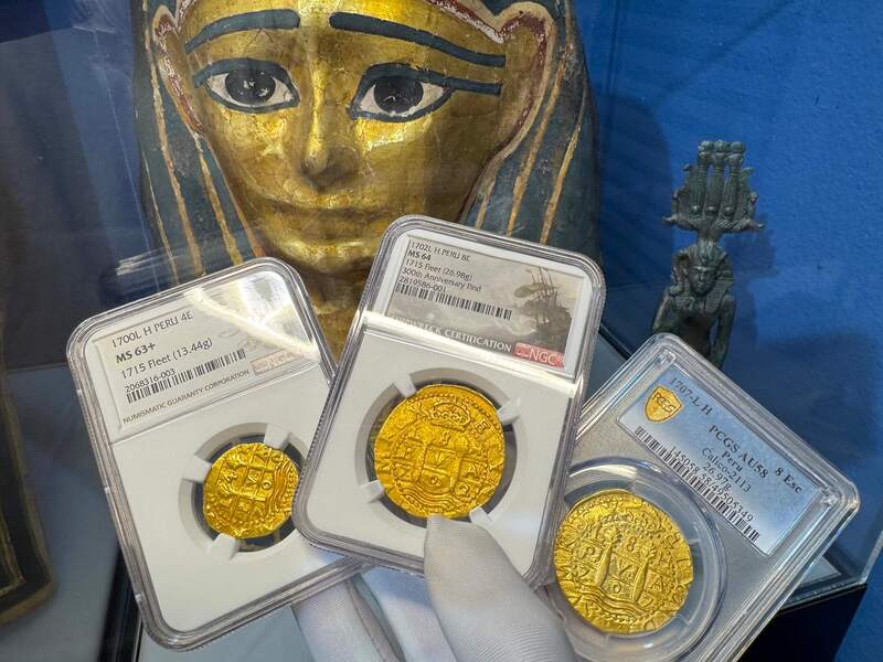 Peru 8 Escudos 1702 "from 1715 Fleet Shipwreck" NGC 64!! 77