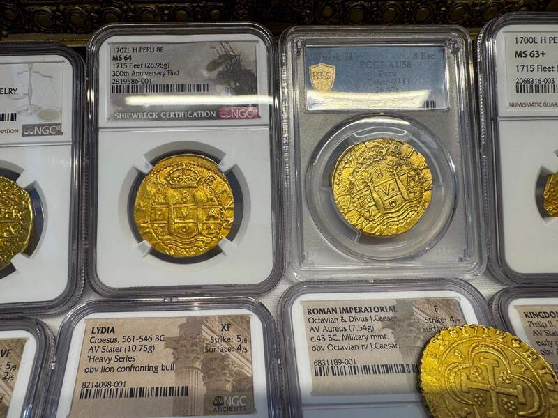 Peru 8 Escudos 1702 "from 1715 Fleet Shipwreck" NGC 64!! 67