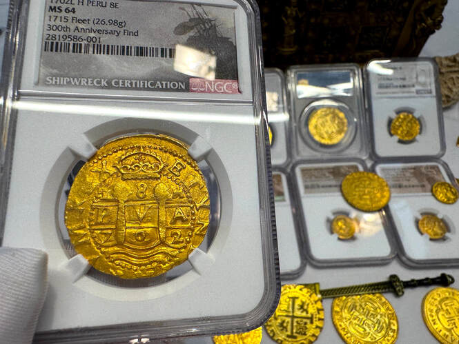 Peru 8 Escudos 1702 "from 1715 Fleet Shipwreck" NGC 64!!