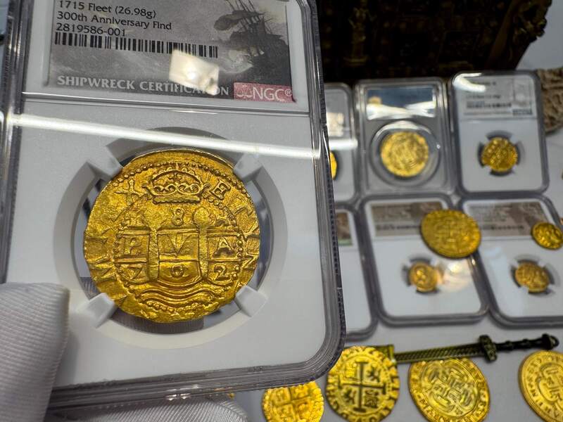 Peru 8 Escudos 1702 "from 1715 Fleet Shipwreck" NGC 64!! 71